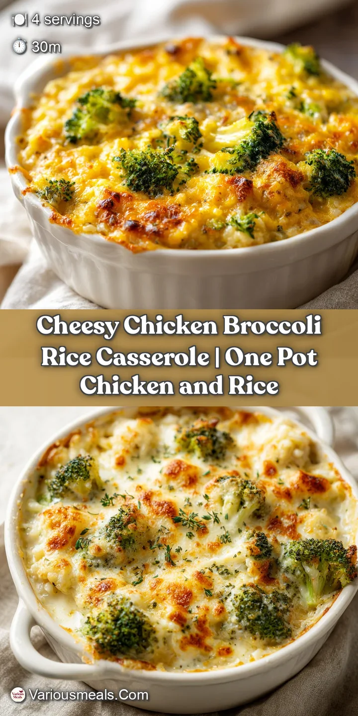 Close-up of bubbling, golden-brown cheese topping a savory chicken and broccoli rice casserole.