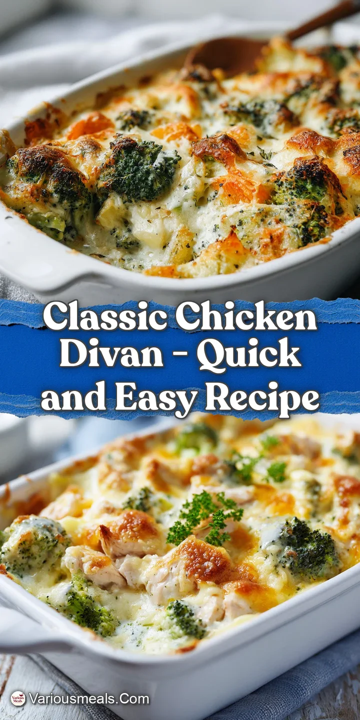 Close-up of a rich, creamy sauce coating tender chicken and crisp-tender broccoli florets.