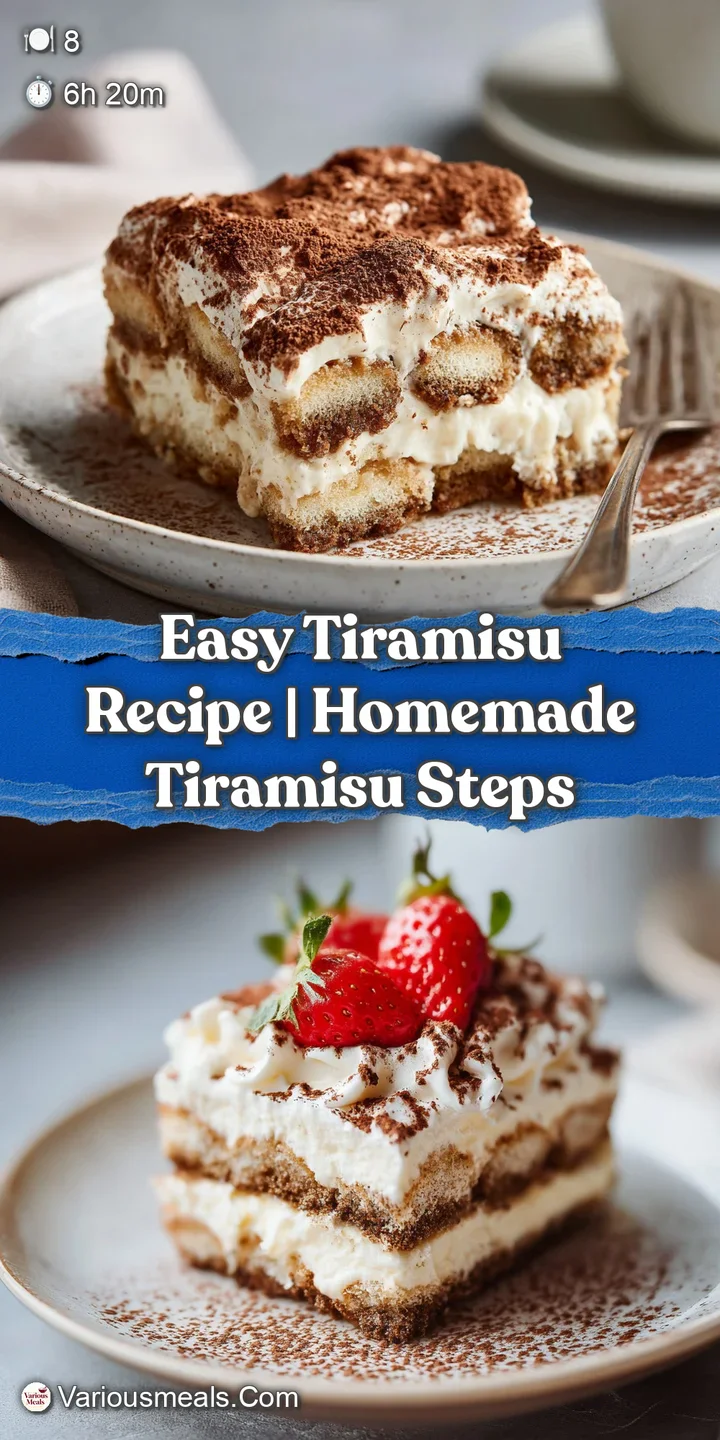 Close-up of rich tiramisu layers: espresso-soaked ladyfingers and luscious mascarpone. Cocoa powder adds a touch of bitter...