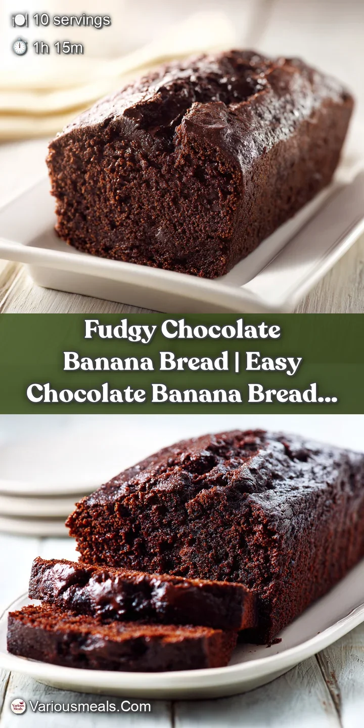 Close-up of a moist, fudgy chocolate banana bread slice, revealing dark chocolate chips throughout.