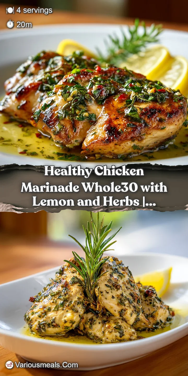 Close-up of succulent, herb-marinated chicken, showing its tender texture and a hint of citrus brightness.