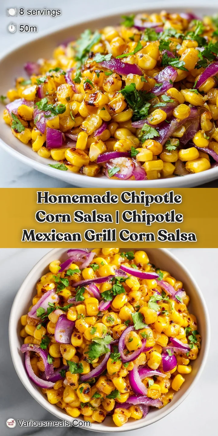 Close-up of glistening charred corn kernels and diced red onion coated in a smoky, reddish-brown chipotle glaze.