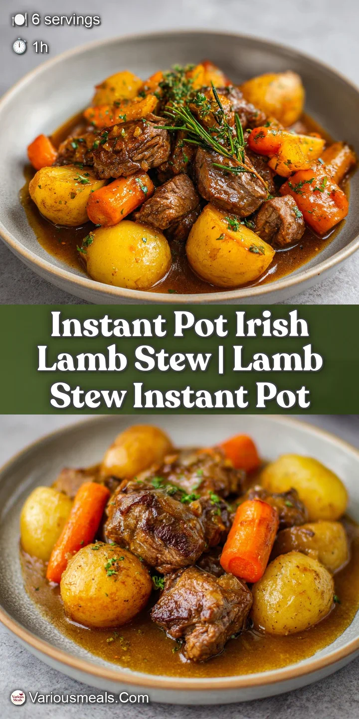 Close-up of succulent lamb and softened carrots glistening in a thick, savory gravy with steam rising softly.