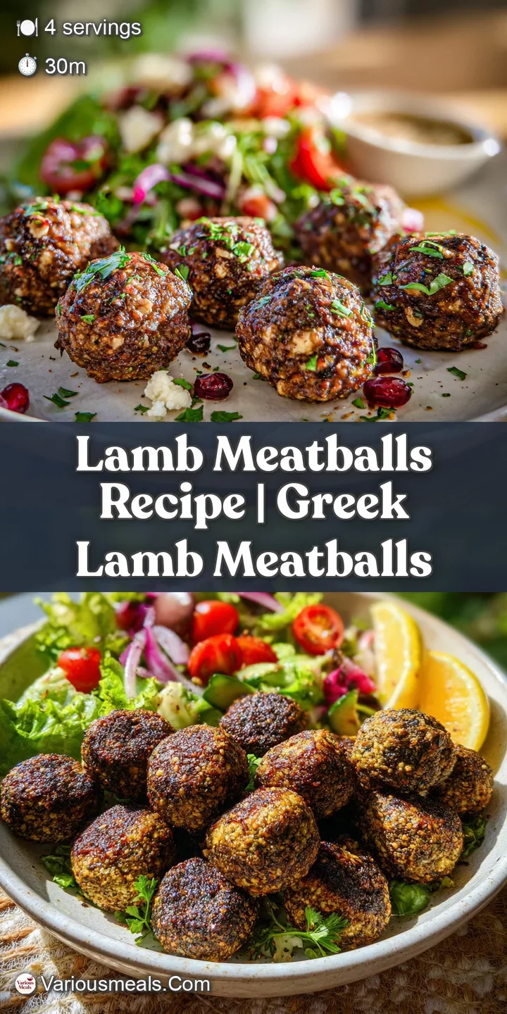 Juicy, herb-flecked lamb meatball, seared to a beautiful golden brown, with a glistening sheen and visible herbs, close-up...