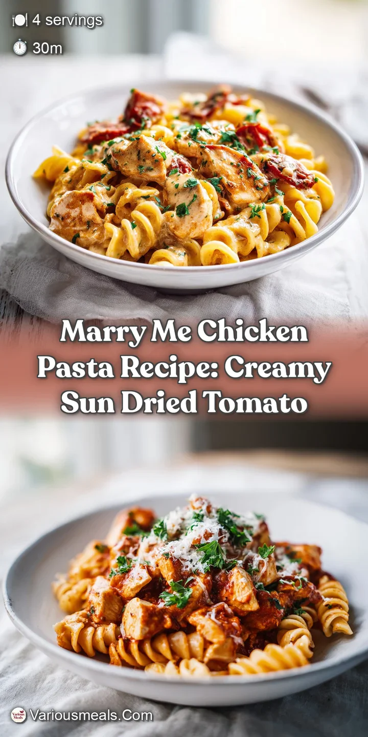 Close-up showcases the rich, creamy sauce clinging to the pasta, dotted with juicy, bright sun-dried tomatoes.