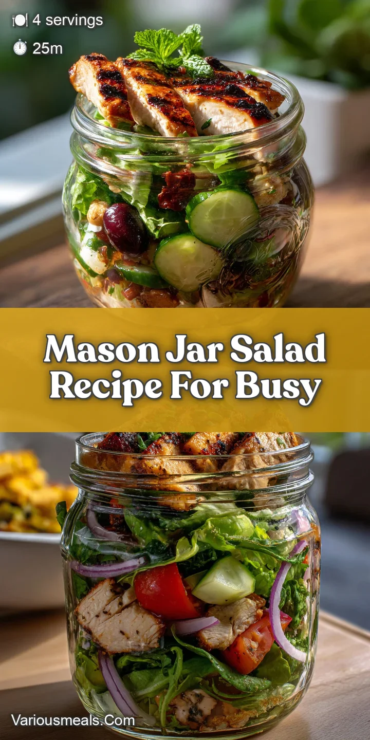 Close-up of juicy grilled chicken and crisp greens bursting from a mason jar, promising a flavorful and nutritious salad e...