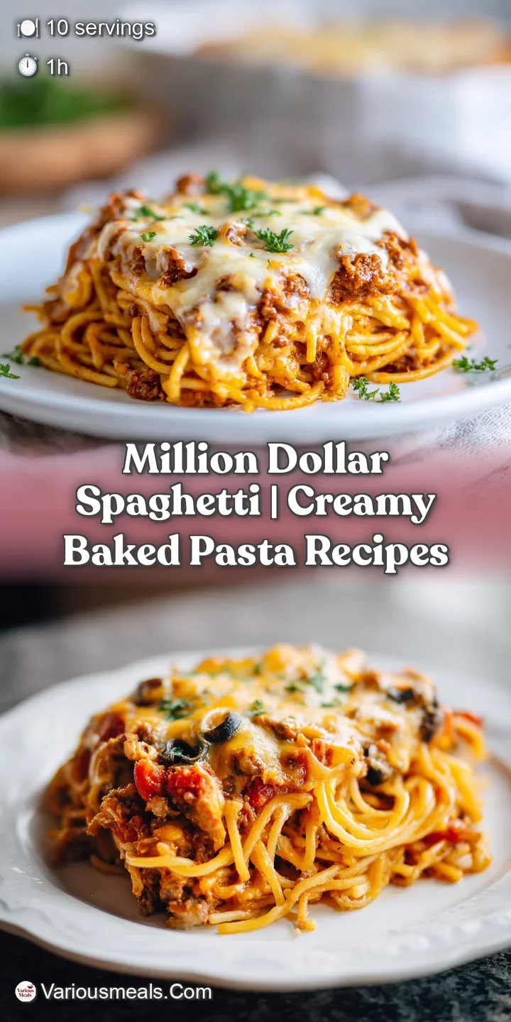 Close-up of tender spaghetti strands coated in creamy cheese sauce and savory meat sauce, topped with herbs.