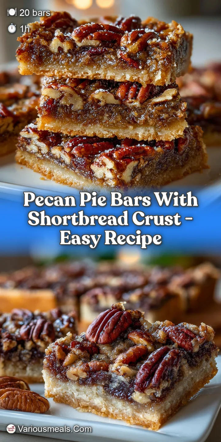 Close-up shows the rich, golden-brown crust and caramelized pecan topping of a pie bar, hinting at a sweet, nutty flavor.