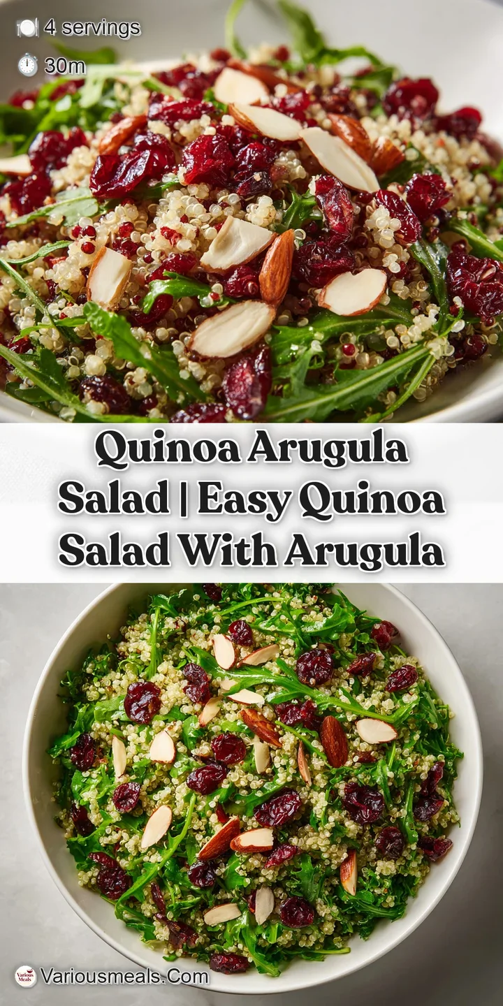 Extreme close-up of golden-brown roasted chickpeas nestled among bright green arugula and fluffy quinoa seeds.
