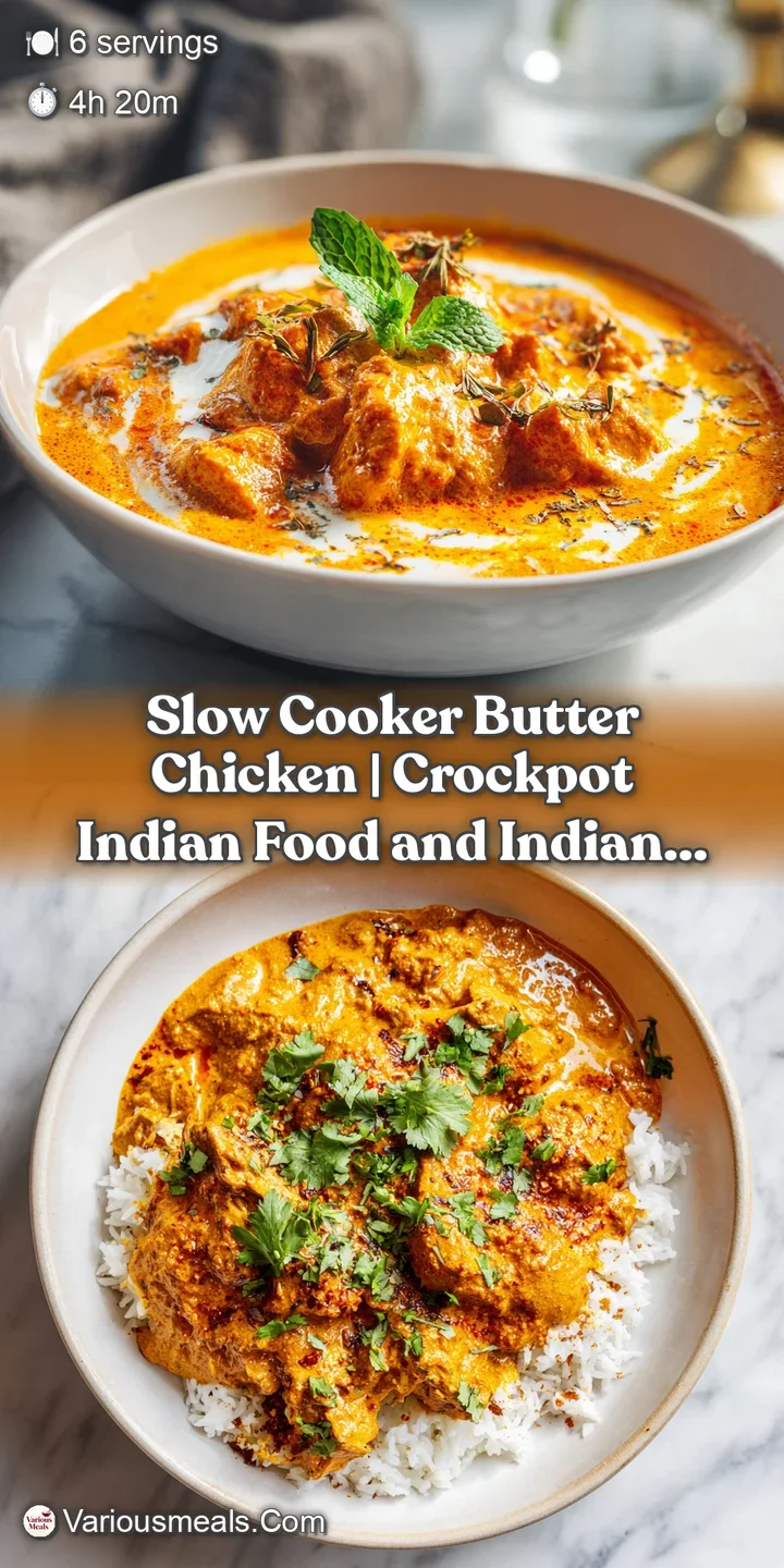 Close-up of succulent butter chicken with visible tender chicken pieces in a glossy, orange sauce.