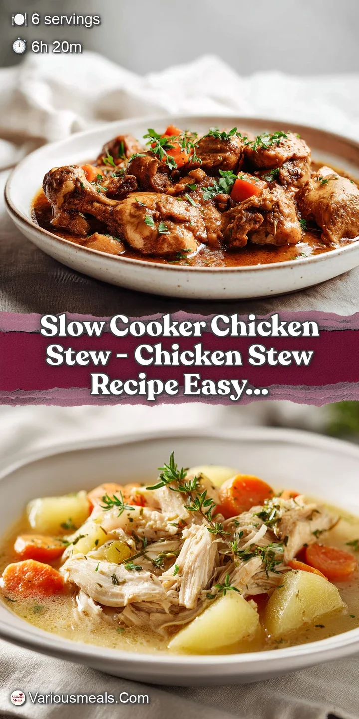 Close-up of fork-tender chicken and plump carrots in a savory, glistening broth.