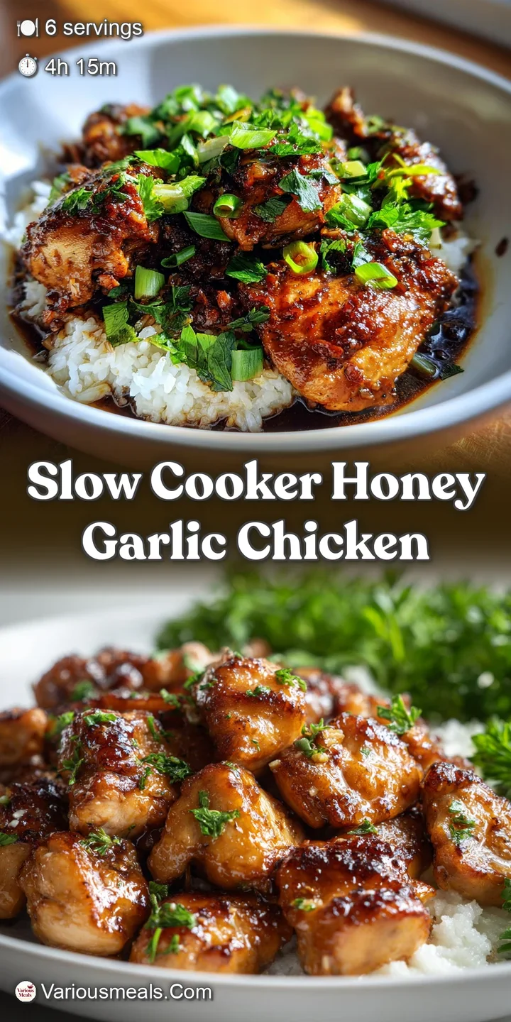 Close-up of sticky, glazed honey garlic chicken. Juicy and tender, with a glistening sauce coating every piece. Fragrant a...