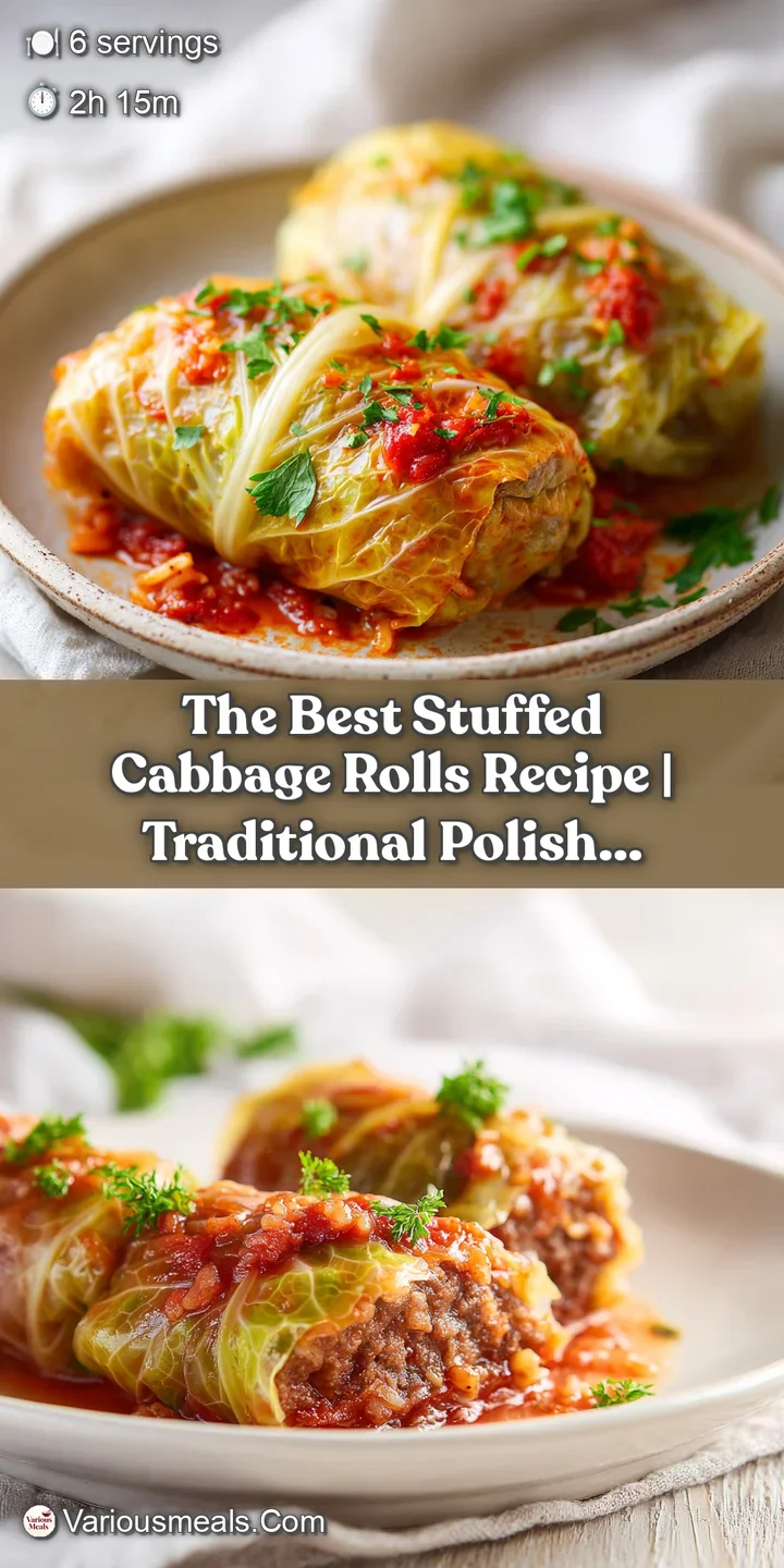Juicy beef and rice filling peeking from perfectly cooked, tender cabbage leaves.
