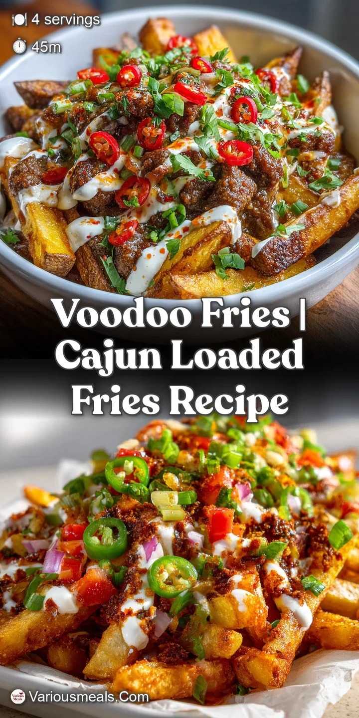Close-up of Cajun fries: crispy texture, vibrant spices, and creamy sauce showcase a tempting explosion of flavor and visu...