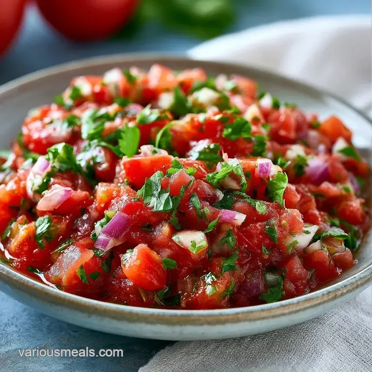 A white ceramic bowl of chunky red salsa paired with crispy golden tortilla chips on a dark slate platter.