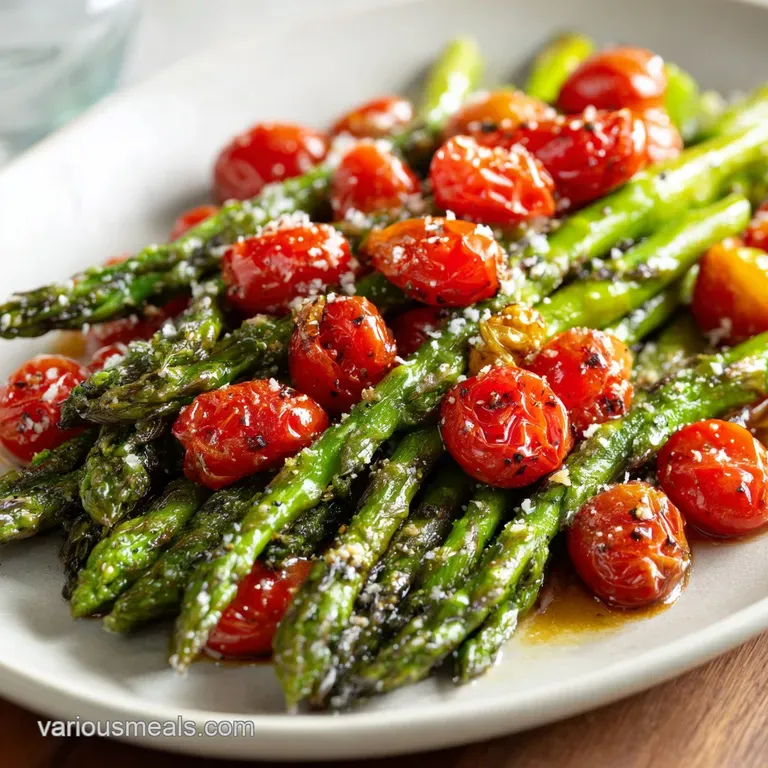 Balsamic Parmesan Roasted Asparagus and Tomatoes