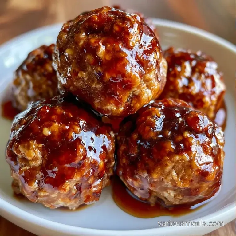 Small, glossy brown meatballs arranged on a slate board with toothpicks and a sprinkle of chopped green onions.