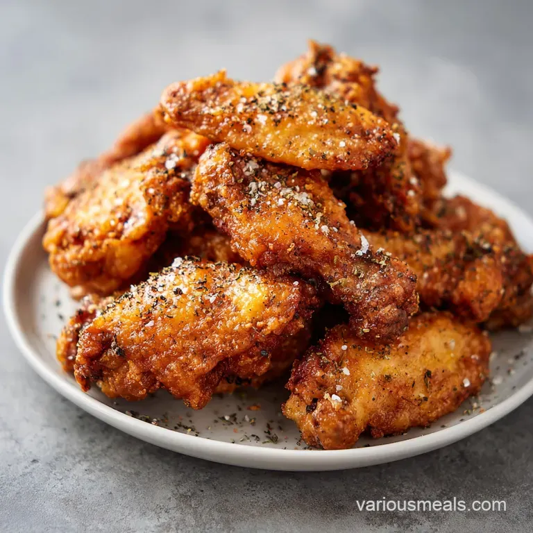Crispy chicken drumsticks arranged on a slate board with lemon wedges and scattered peppercorns for a party feel