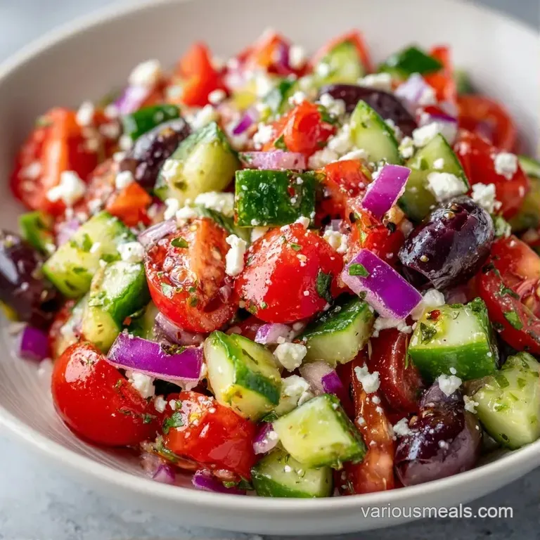 Vibrant red and green vegetable medley with white cheese cubes elegantly arranged in a wide, modern white bowl.