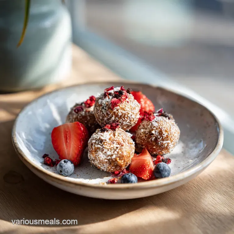 A rustic bowl filled with tender meatballs and a swirl of savory sauce, garnished with parsley.