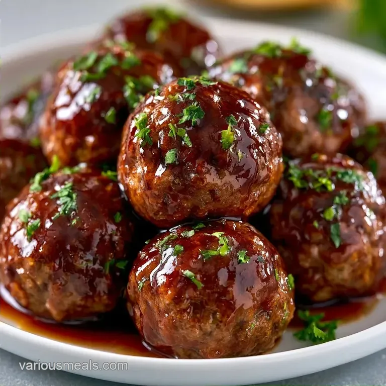 Bourbon Meatballs: Sticky Honey Glaze