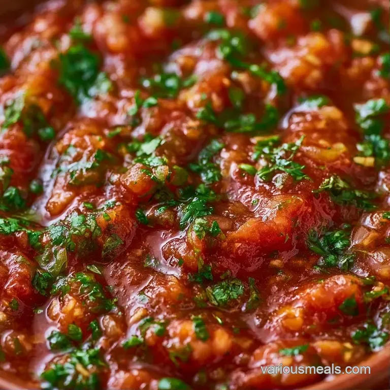 Bright red chunky salsa in a white bowl paired with golden tortilla chips and lime slices on a dark stone platter.