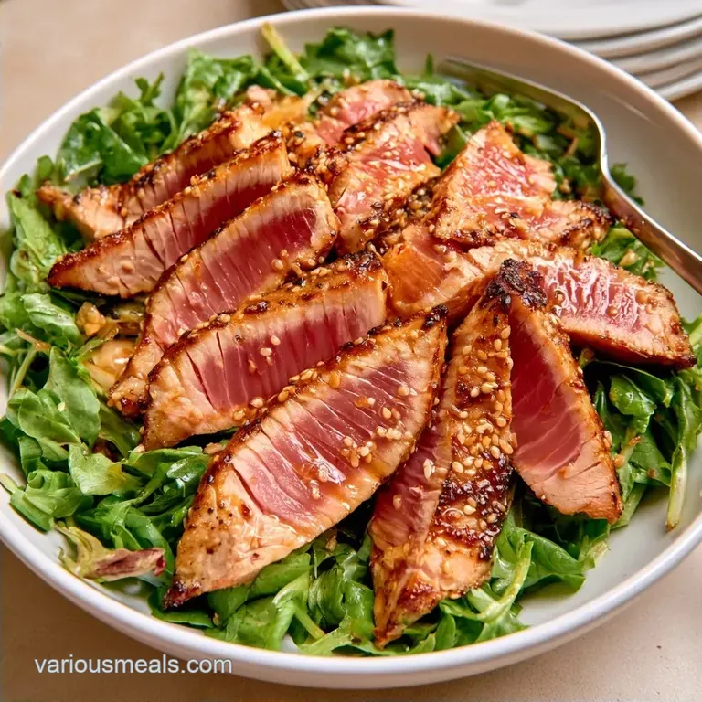 Pan-Seared Sesame Crusted Ahi Tuna Salad