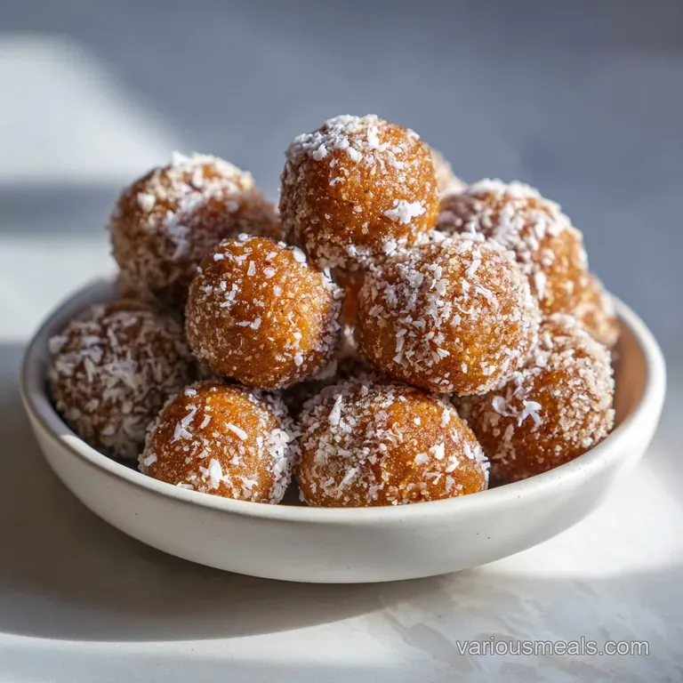 A single serving of glazed meatballs plated on rice, topped with sesame seeds and scallions, showcasing the sauce's glossy...