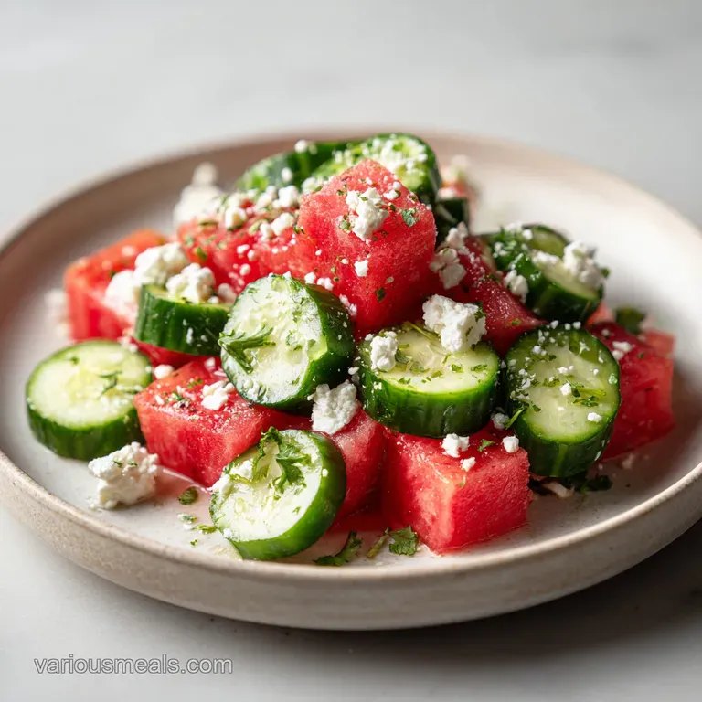 SIMPLE Watermelon Cucumber Feta Salad