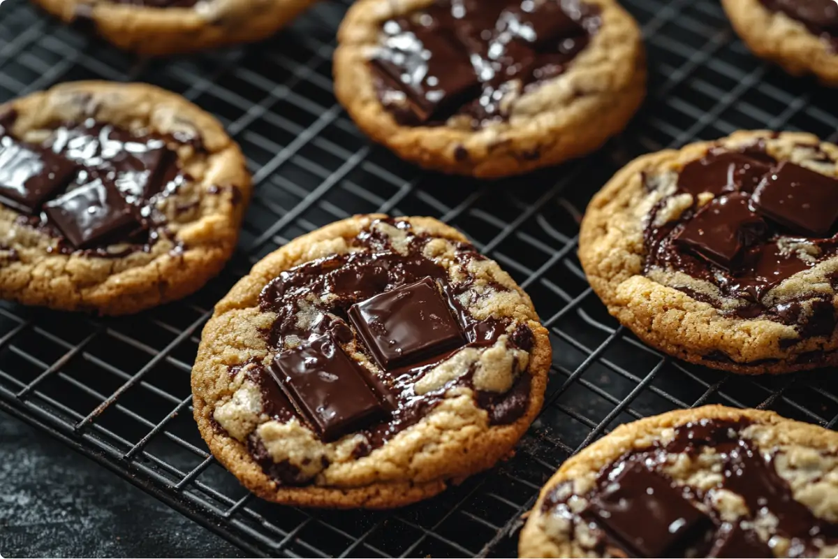 freshly baked cookies with golden edges and sugar crystals.