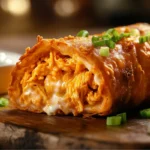 rispy Buffalo Chicken Egg Roll with melted cheese and ranch dip