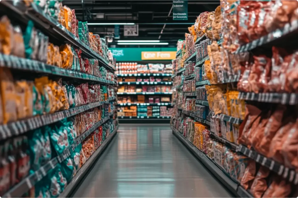  Gluten-free certified chips in a snack aisle.