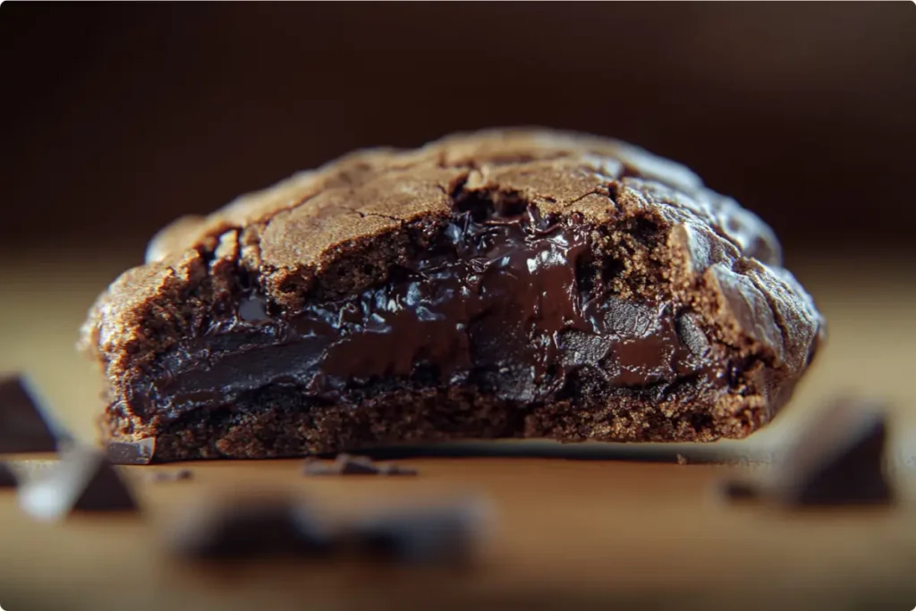 Double Chunk Chocolate Cookie with gooey chocolate inside