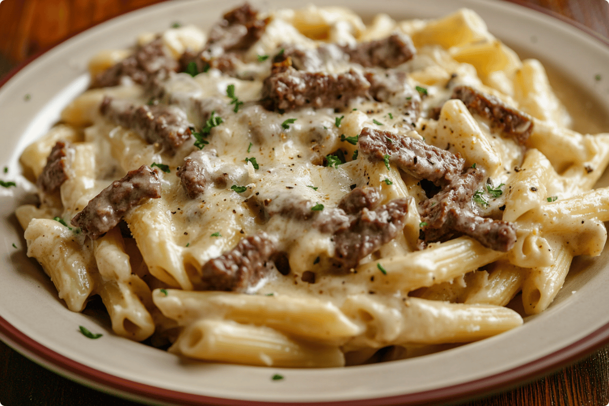 Creamy Philly Cheesesteak pasta