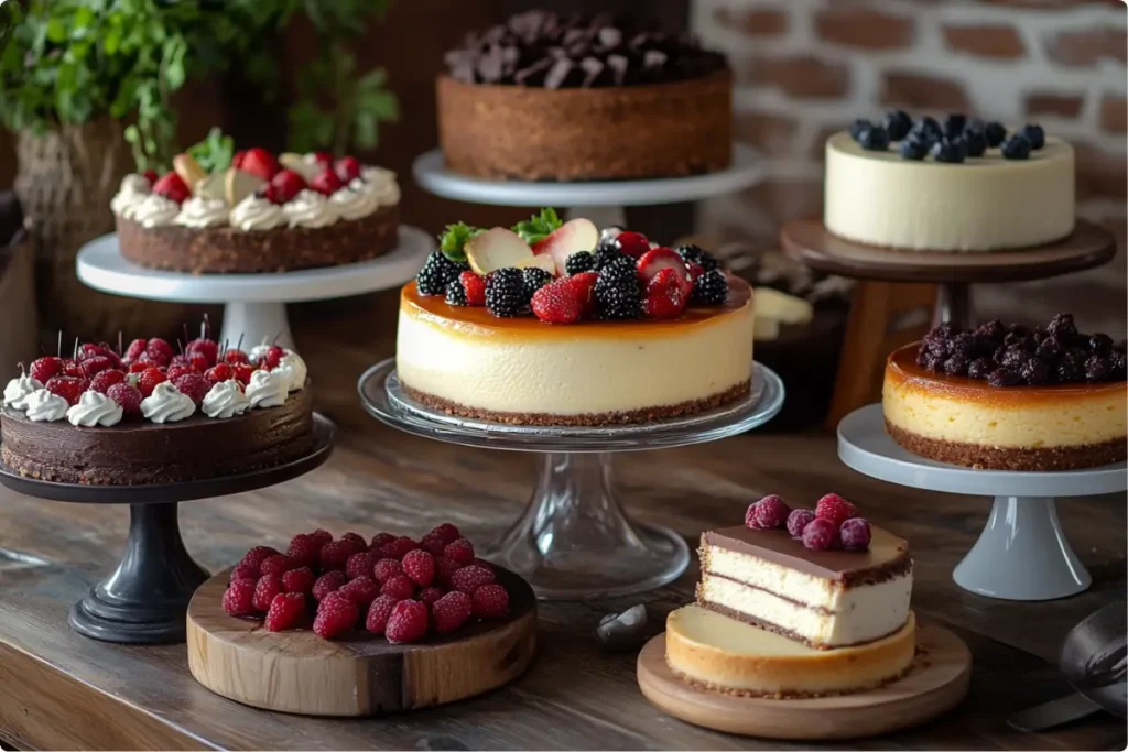 Assortment of New York, Chicago, and Philly-style cheesecakes