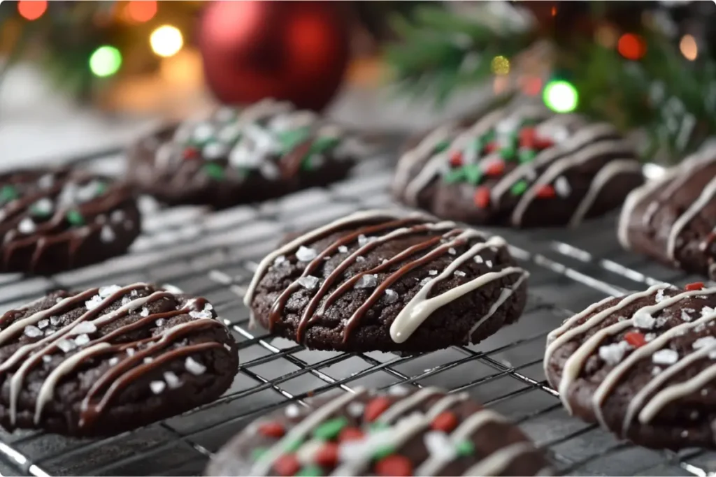 Decorated double chunk chocolate cookies.