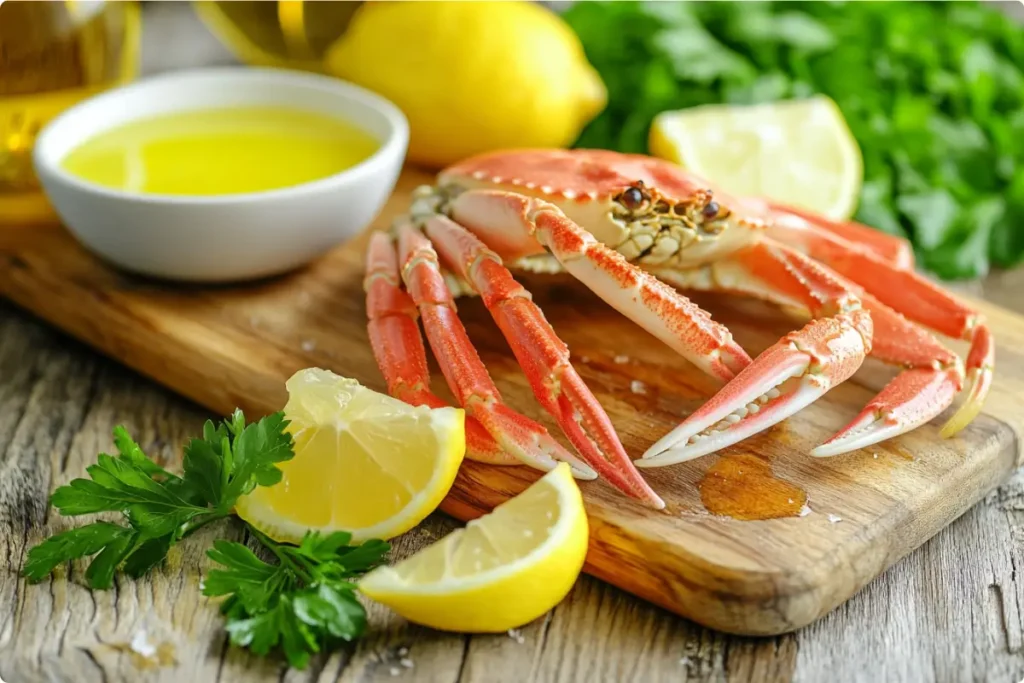 A plate of perfectly cooked snow crab legs ready to enjoy.